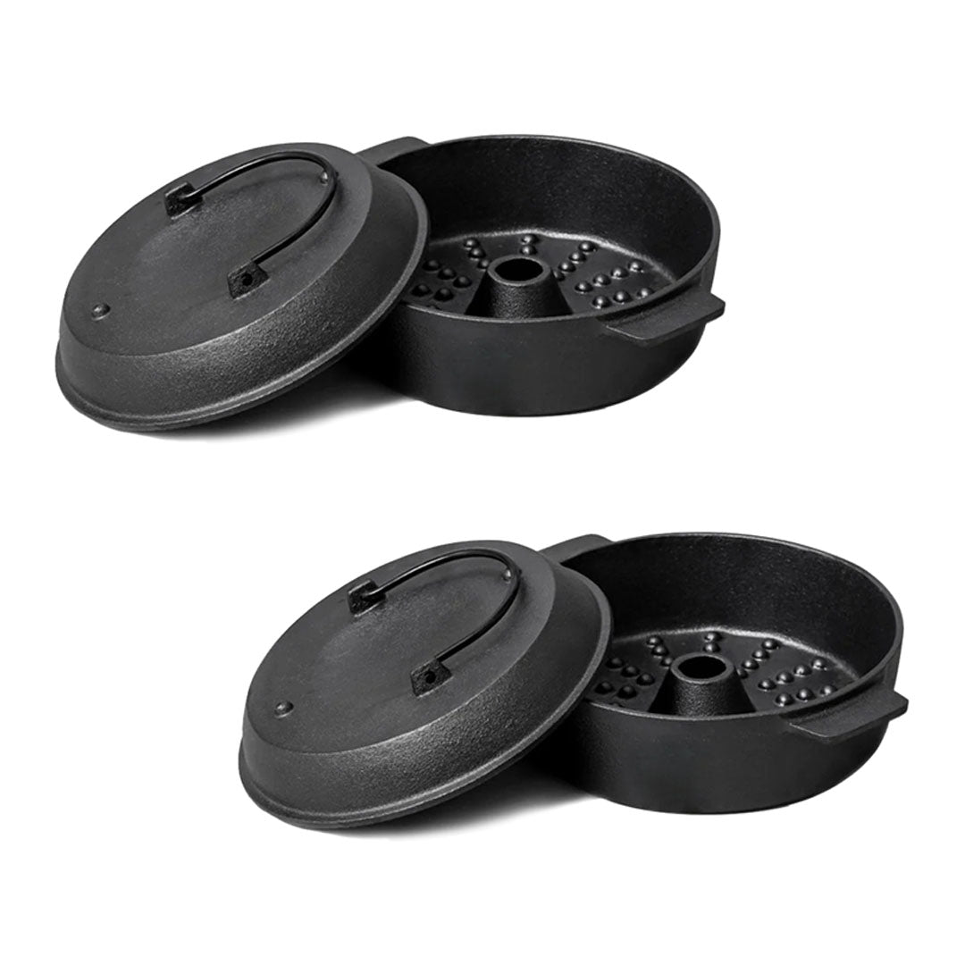 SOGA 2X 28cm Cast Iron Dutch Oven Pre-Seasoned Camping Stew Pot with Lid