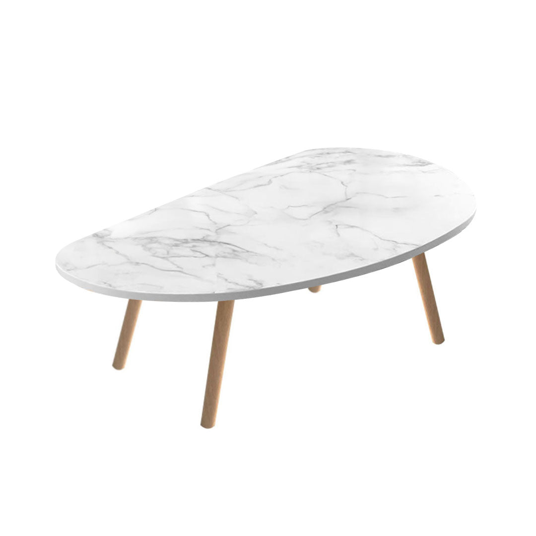 SOGA 80x40cm White Stone Pattern Living Room Nordic Coffee Table Modern Style