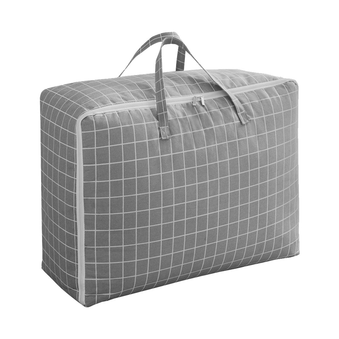 SOGA Grey Plaid Super Large Storage Luggage Bag Double Zipper Foldable Travel Organiser Essentials