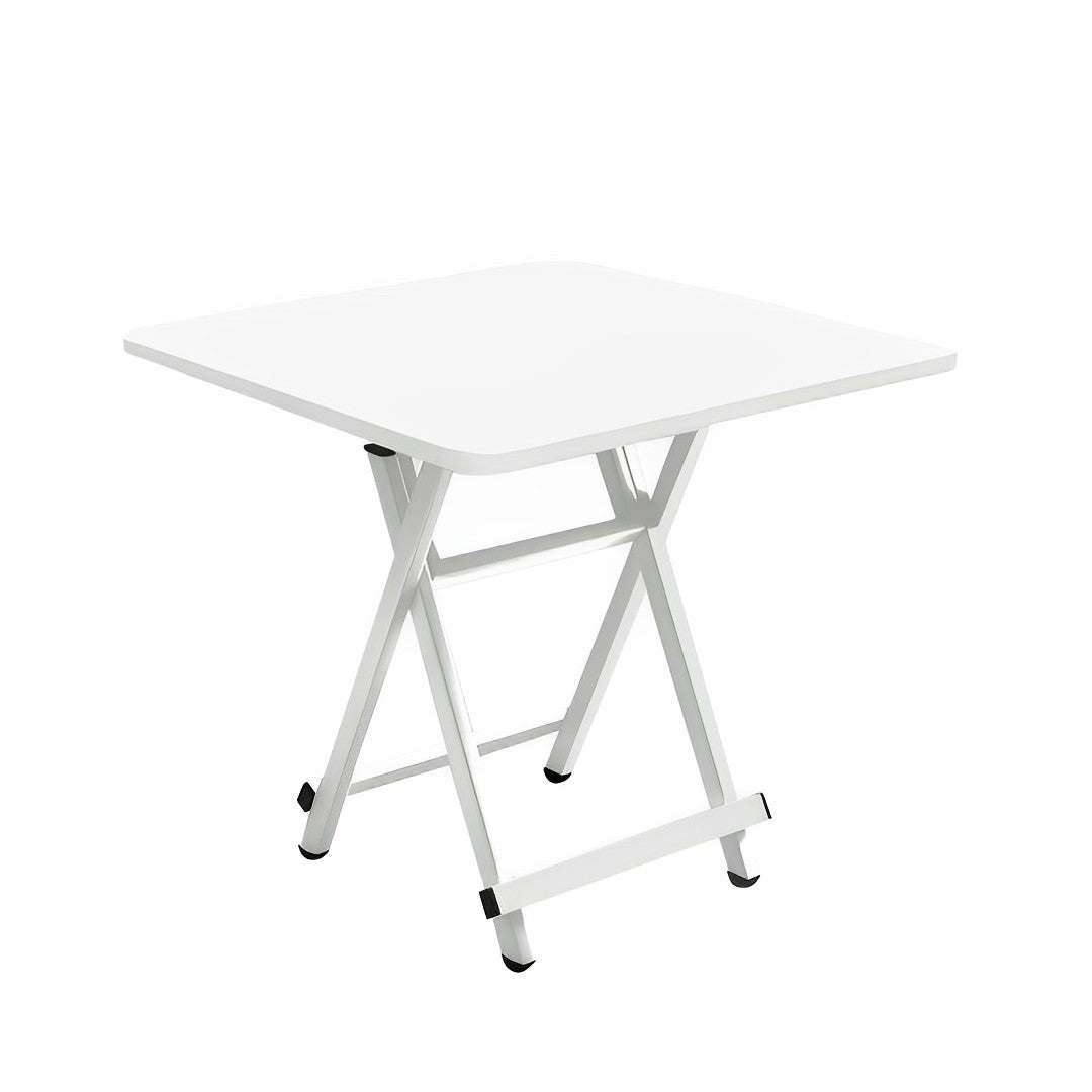 SOGA White Dining Table Portable Square Surface Space Saving Folding Desk with Lacquered Legs Home Decor