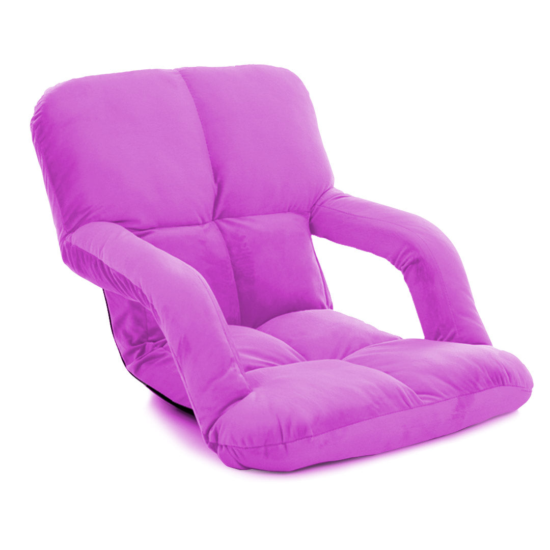 SOGA Foldable Lounge Cushion Adjustable Floor Lazy Recliner Chair with Armrest Purple