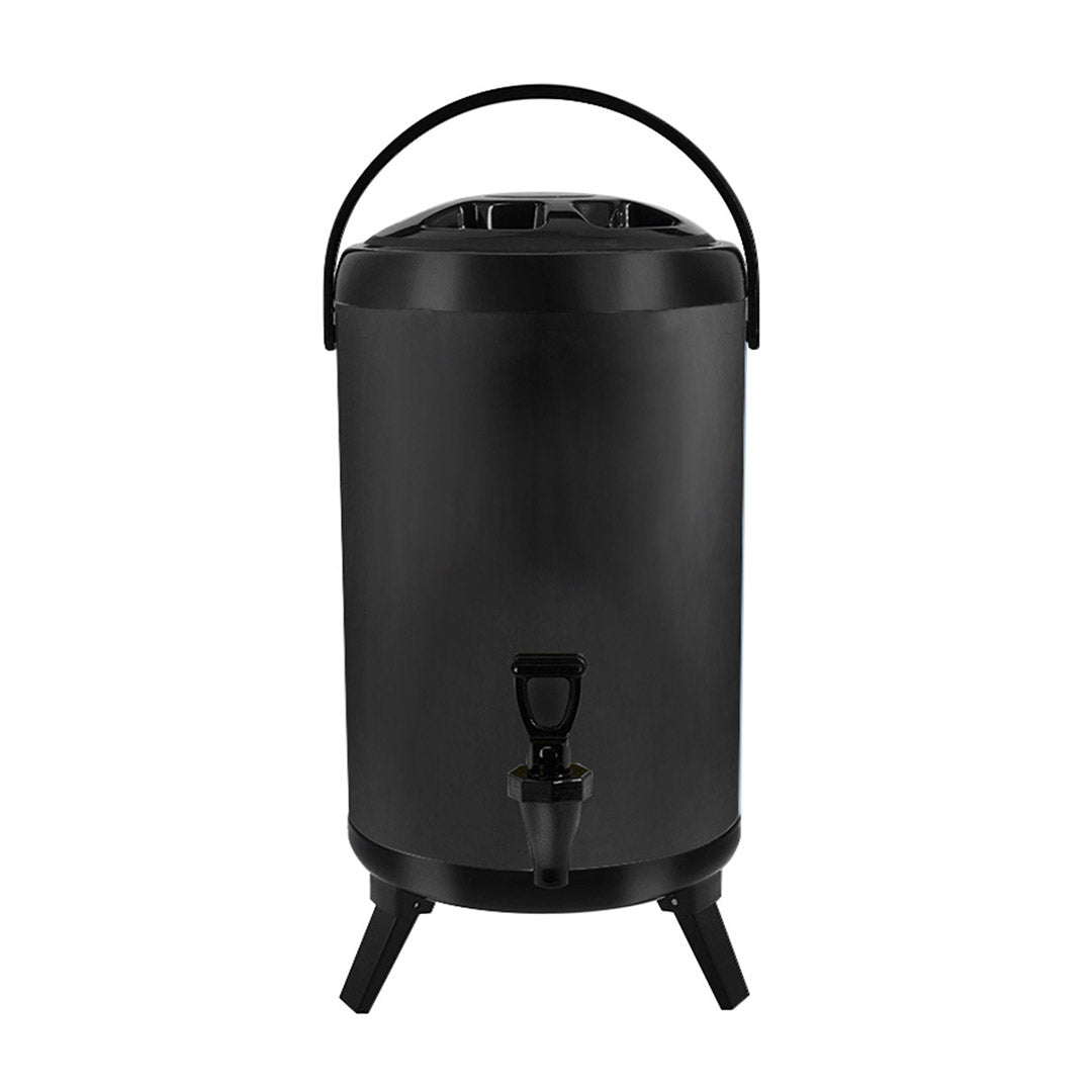 SOGA 12L Stainless Steel Insulated Milk Tea Barrel Hot and Cold Beverage Dispenser Container with Faucet Black