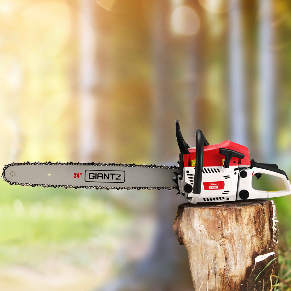 Giantz Chainsaw Petrol 62CC 24" Bar Commercial E-Start Pruning Chain Saw,Giantz Chainsaw Petrol 62CC 24" Bar Commercial