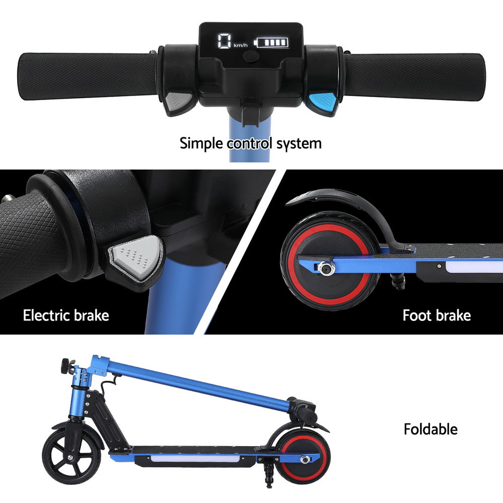 Electric Scooter 130W 16KM/H LED Light Folding Portable Riding Commuter Blue