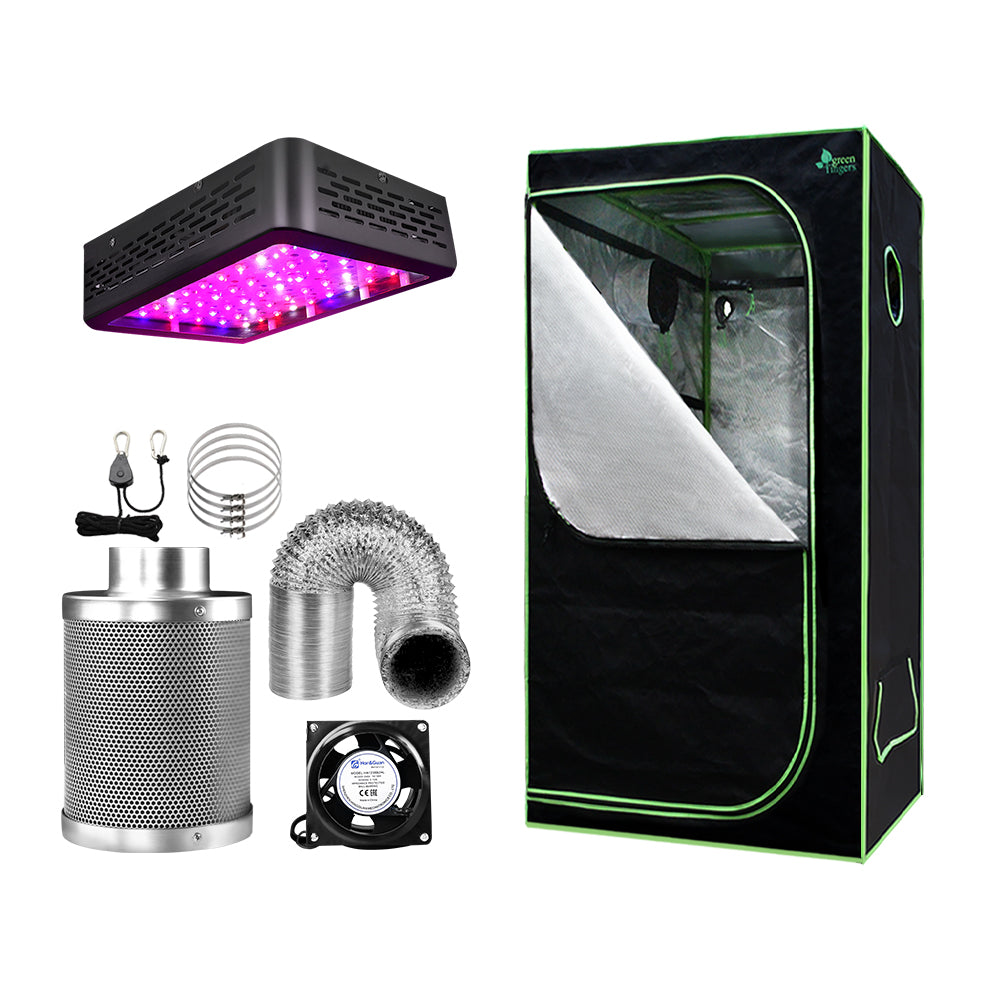 Green Fingers Grow Tent Light Kit 60x60x140CM 600W LED 4" Vent Fan,Green Fingers Grow Tent Light Kit LED 600W Full Spect