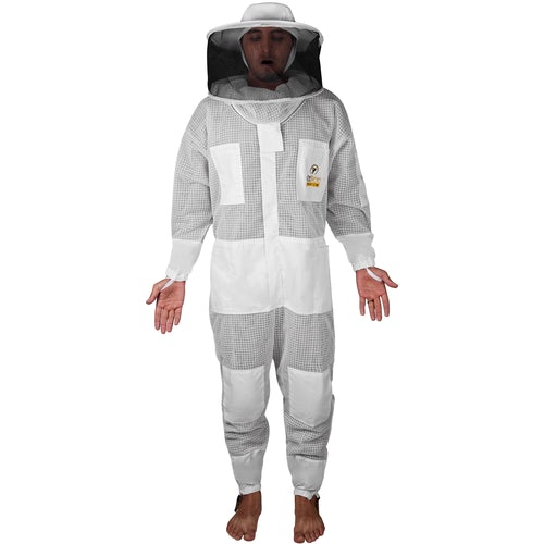 OZBee Premium Full Suit 3 Layer Mesh Ultra Cool Ventilated Round Head Beekeeping Protective Gear Size 2XL