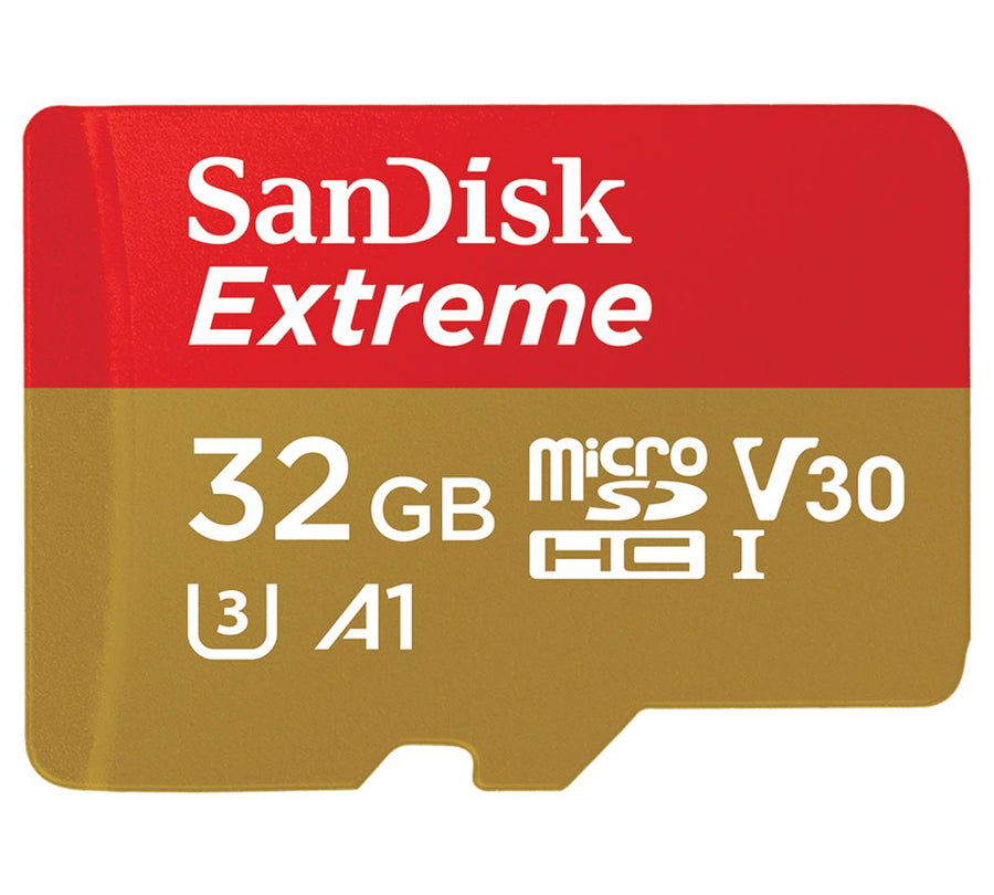 SANDISK 32GB Extreme microSD SDHC SQXAF V30 U3 C10 A1 UHS-1 100MB/s R 60MB/s W 4x6 SD Adaptor Android Smartphone Action