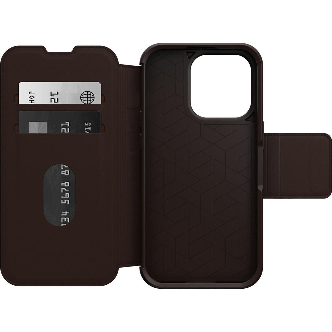 OTTERBOX Apple iPhone 14 Pro Strada Series Case - Espresso (Brown) (77-88561), Wireless Charge Compatible, Credit Card S