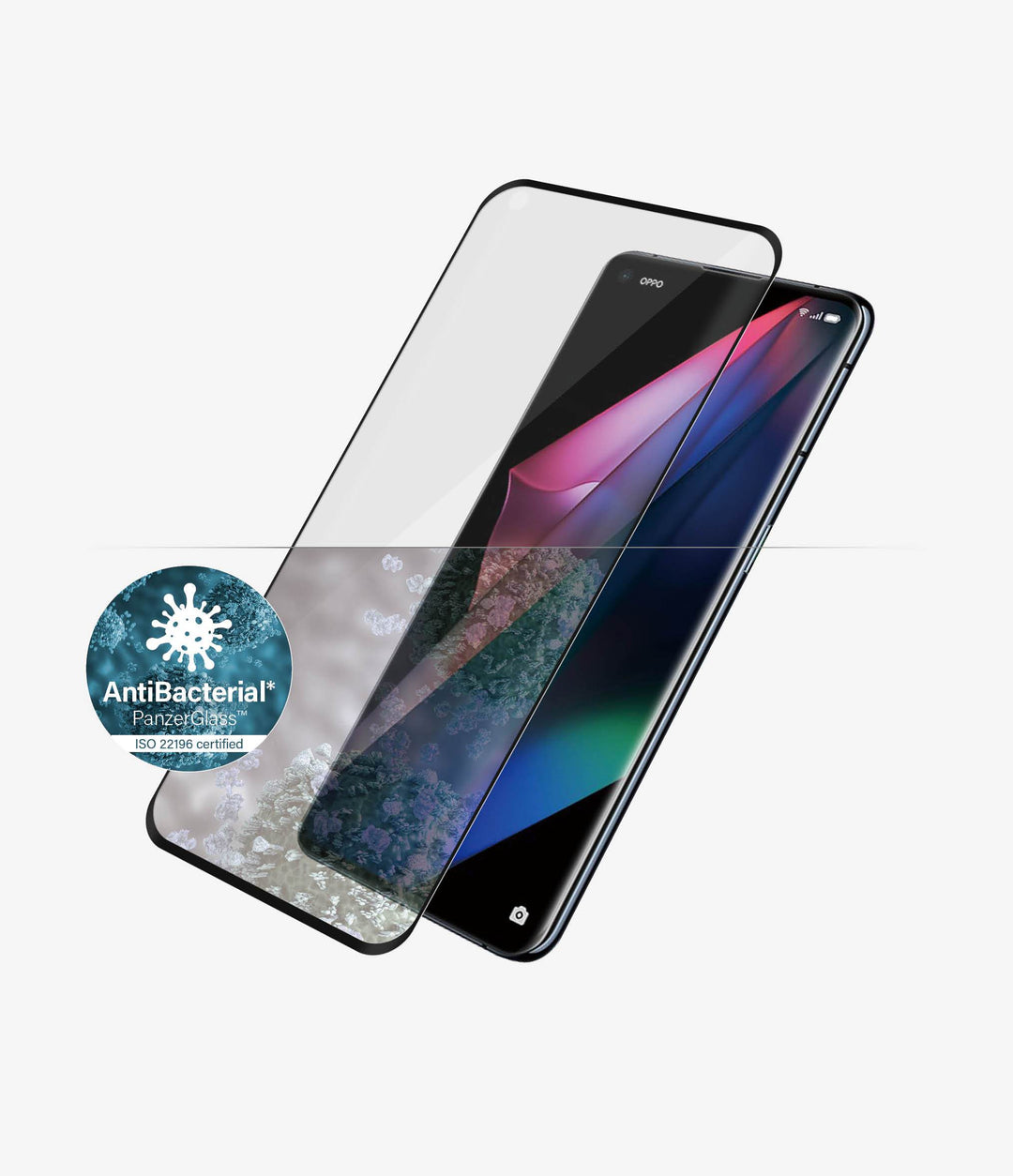 PANZER GLASS Screen Protector - Case Friendly - For Oppo Find X3 Pro -Full Frame Coverage,Anti-Bacterial,Crystal Clear,1