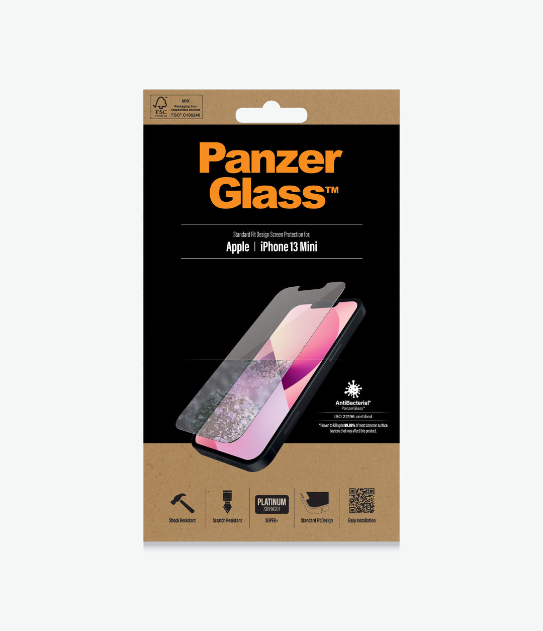 PANZER GLASS Standard Fit Screen Protector For Apple iPhone 13 Mini - Full Frame Coverage, Rounded Edges, Scratch, Shock