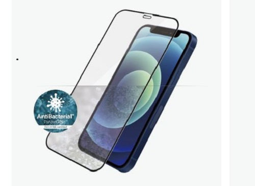 PANZER GLASS Screen Protector - Case Friendly - For Apple iPhone 12 Mini-Black - Antibactrial Glass,Protects the Entire