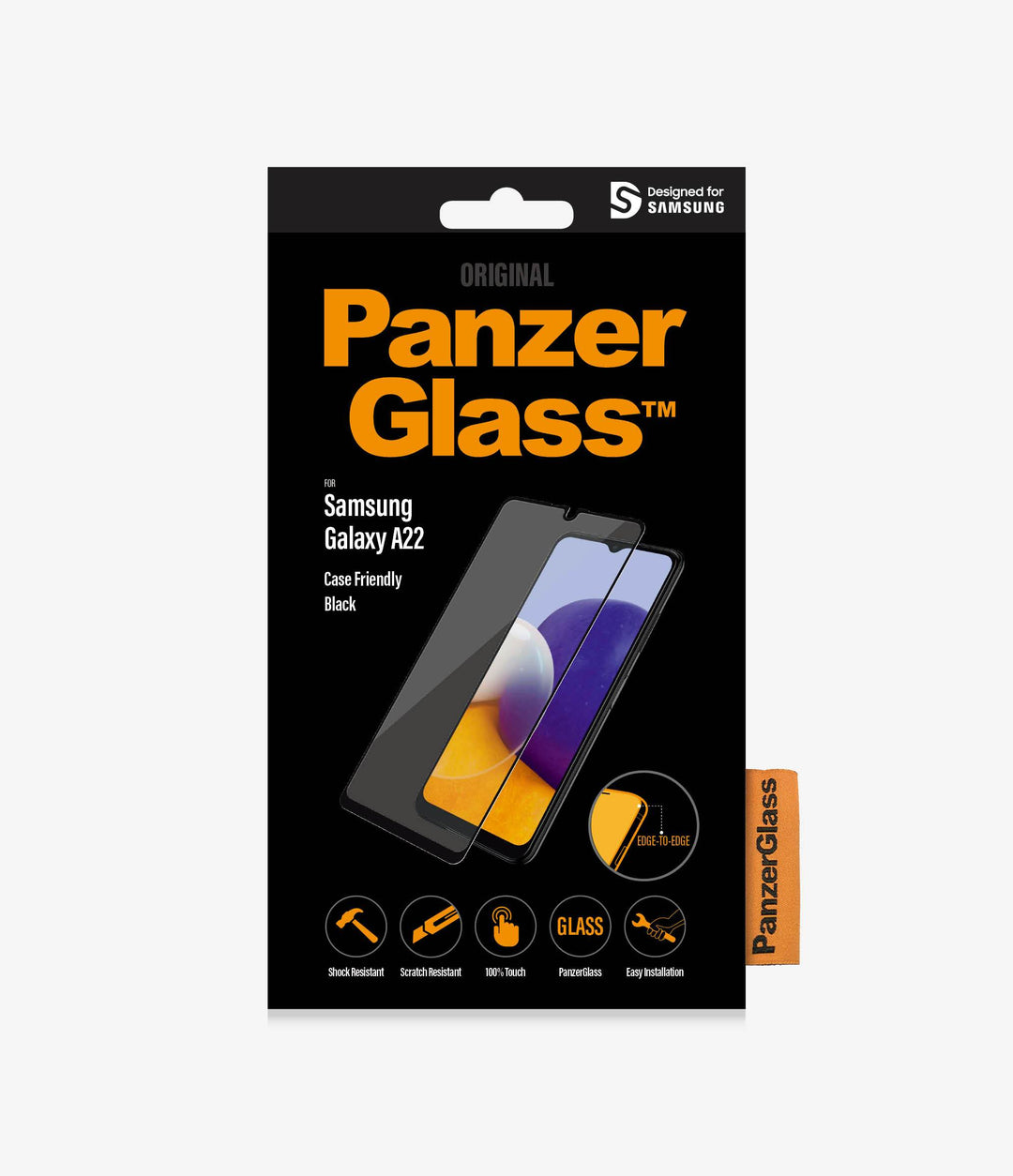 PANZER GLASS Samsung Galaxy A22 - Clear glass (7278) - Screen Protector - Full frame coverage, Rounded edges, Crystal cl