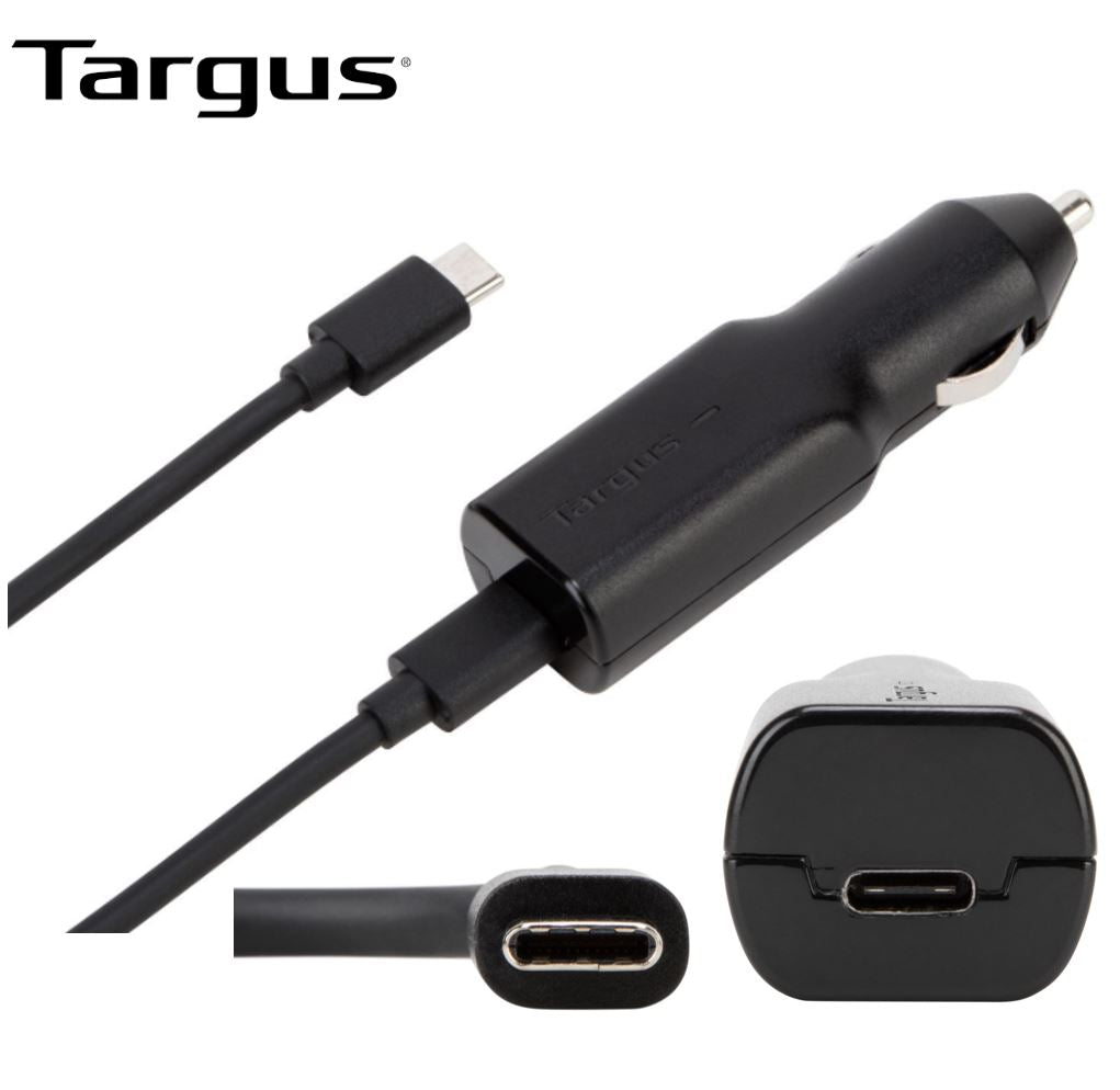 Targus 45W USB-C Car Charger with 1.2M Removable Cable/ 3A Fast Charging/Bult-in surge protection for Mobile Phones,Tabl