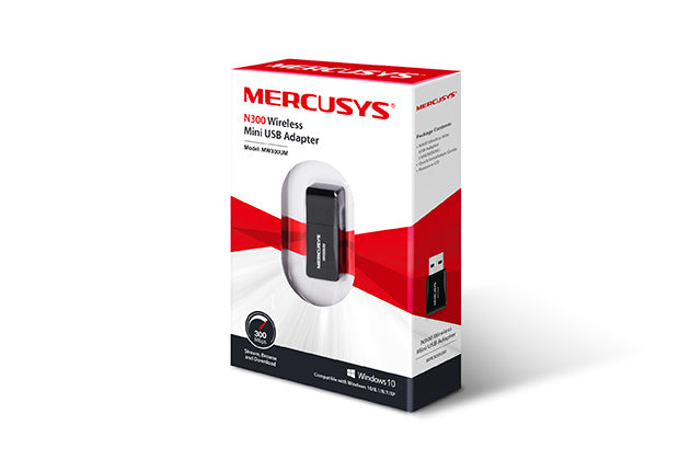 Mercusys MW300UM N300 Wireless Mini USB Adapter Fast 300Mbps, Connect your PC for HD Streaming, Gaming, Web Browsing, Po