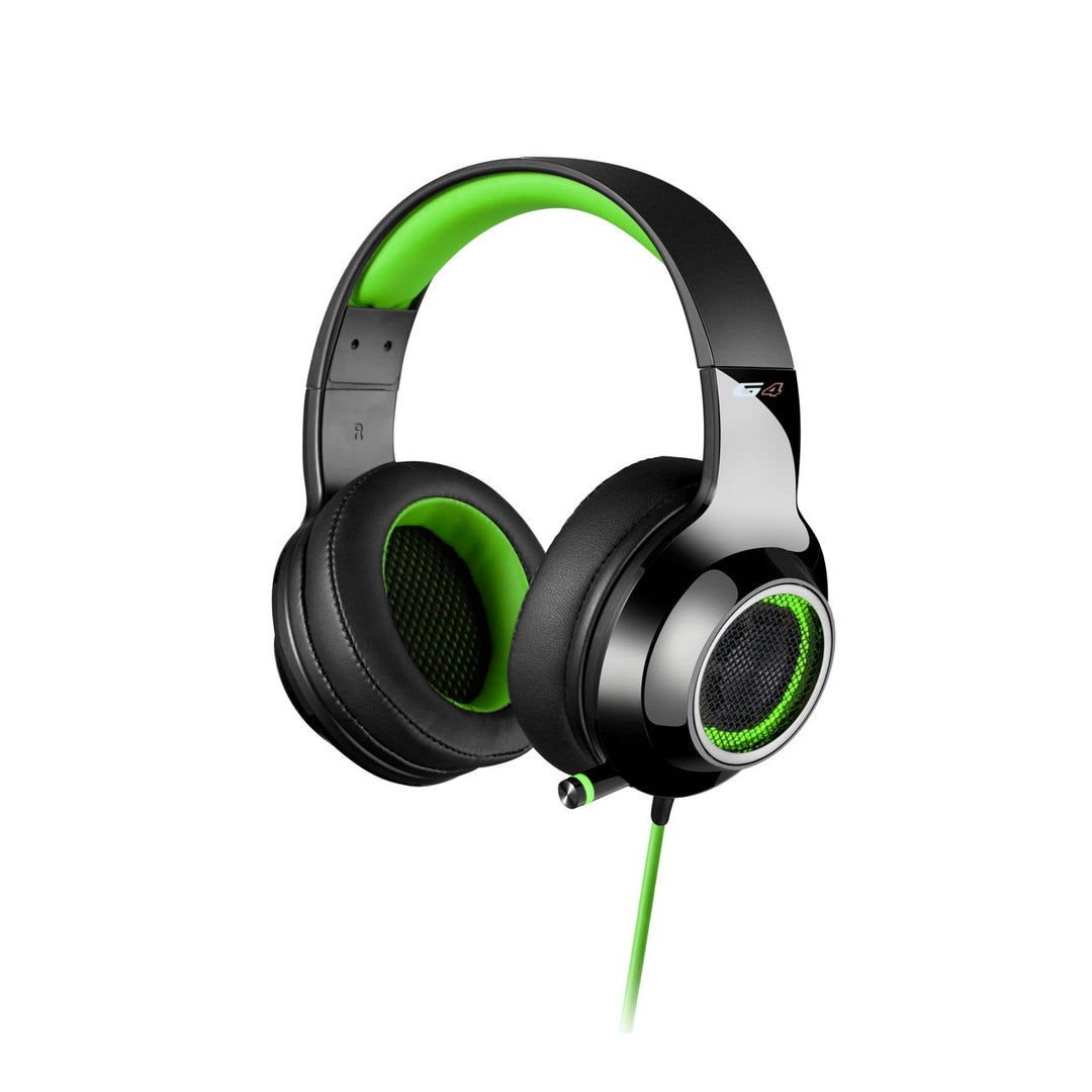 EDIFIER V4 (G4) 7.1 Virtual Surround Sound USB Gaming Headset Green - V7.1 Surround Sound/ Retractable Mic/LED Lights Me