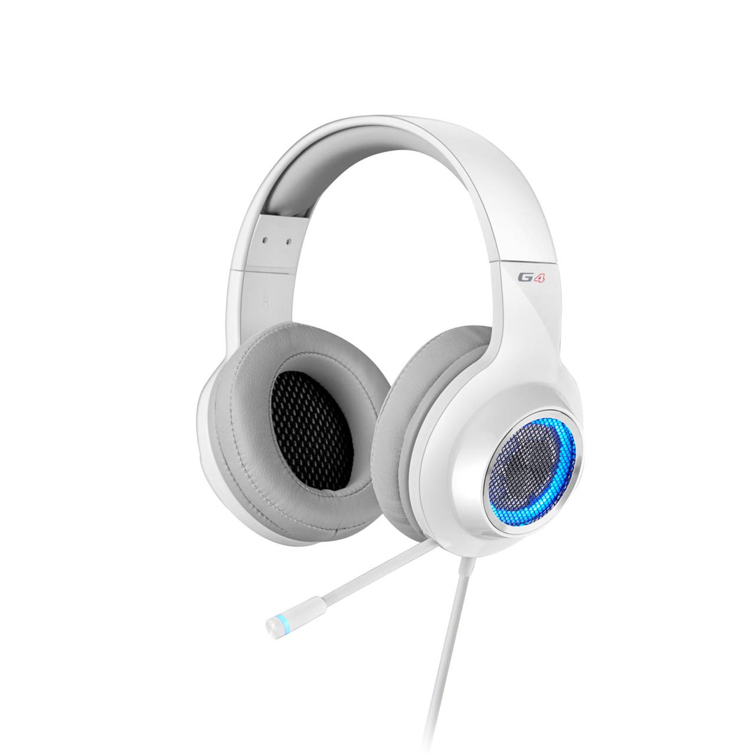 EDIFIER V4 (G4) 7.1 Virtual Surround Sound USB Gaming Headset White - V7.1 Surround Sound/ Retractable Mic/LED Lights Me