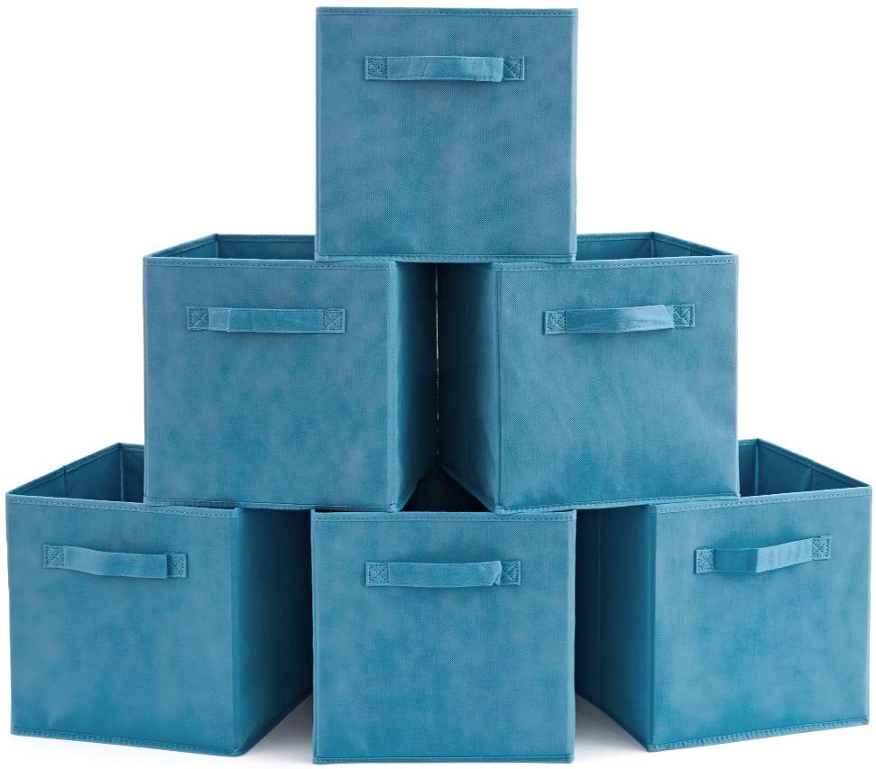 Pack of 6 Foldable Fabric Basket Bin, Collapsible Storage Cube for Nursery, Office, Home Decor, Shelf Cabinet, Cube Org