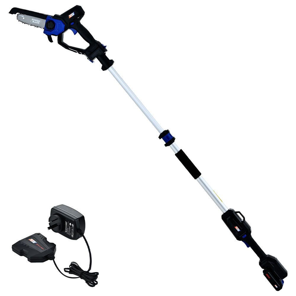 POWERBLADE SW7 20V Cordless Convertible Mini Chainsaw Pole Saw Kit, Telescopic Electric Tree Pruner with Lithium Battery