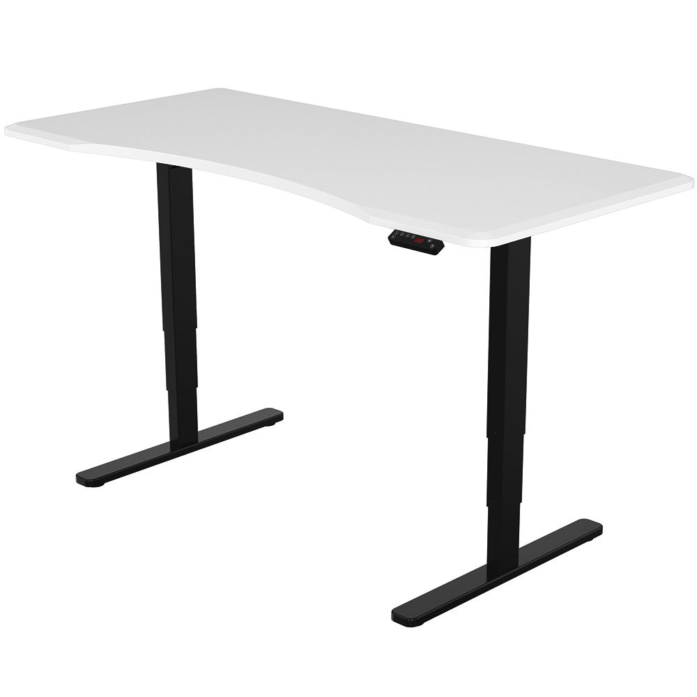 Fortia Sit To Stand Up Standing Desk, 150x70cm, 62-128cm Electric Height Adjustable, Dual Motor, 120kg Load, Arched, Whi