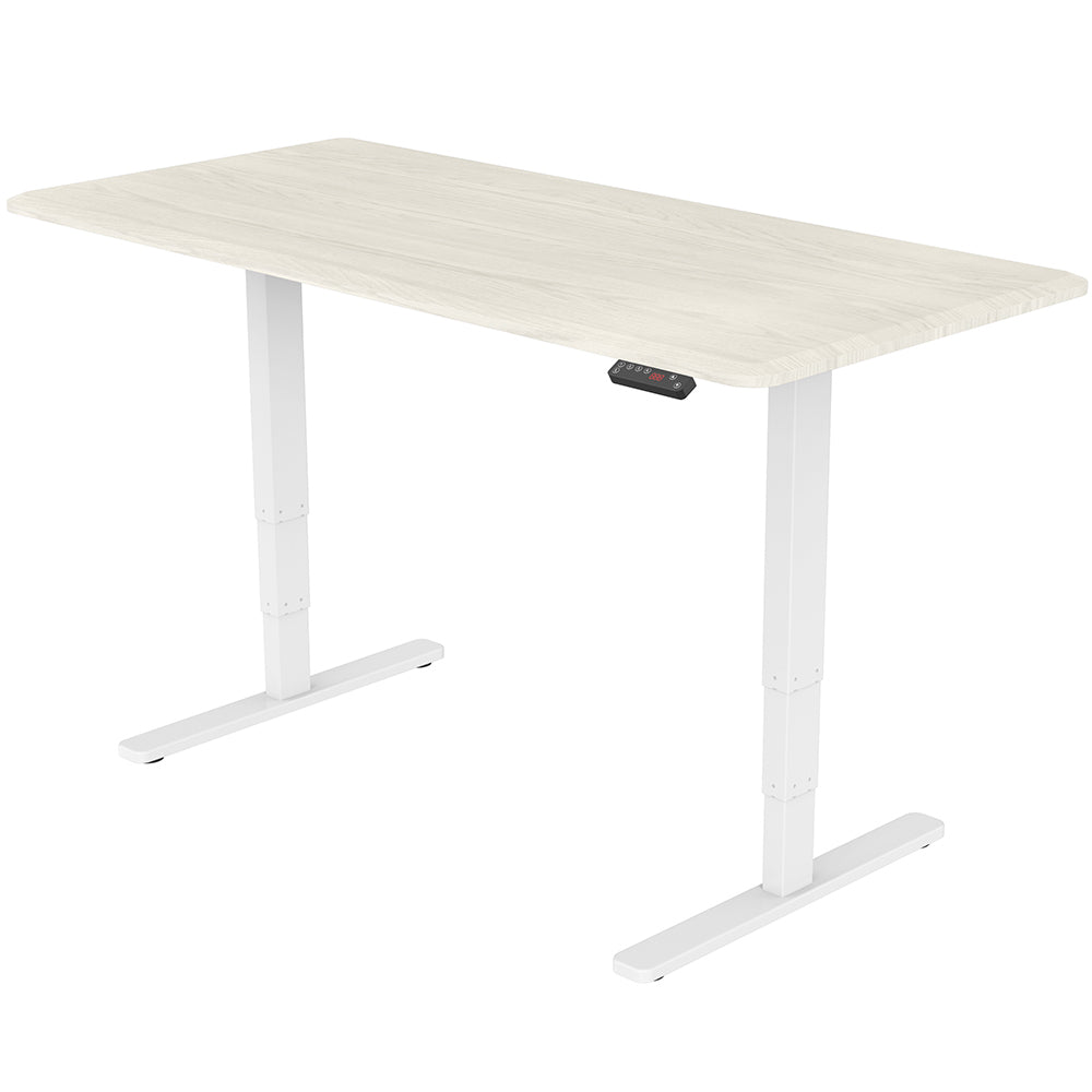 Fortia Sit To Stand Up Standing Desk, 150x70cm, 62-128cm Electric Height Adjustable, Dual Motor, 120kg Load, White Oak S