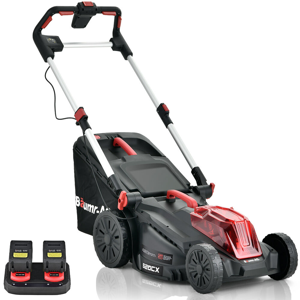 BAUMR-AG 520CX 40V SYNC 17" Cordless Lawn Mower Kit, Fast Charger, 2 x 4Ah Battery, 5 Cutting Heights, Adjustable Ergono