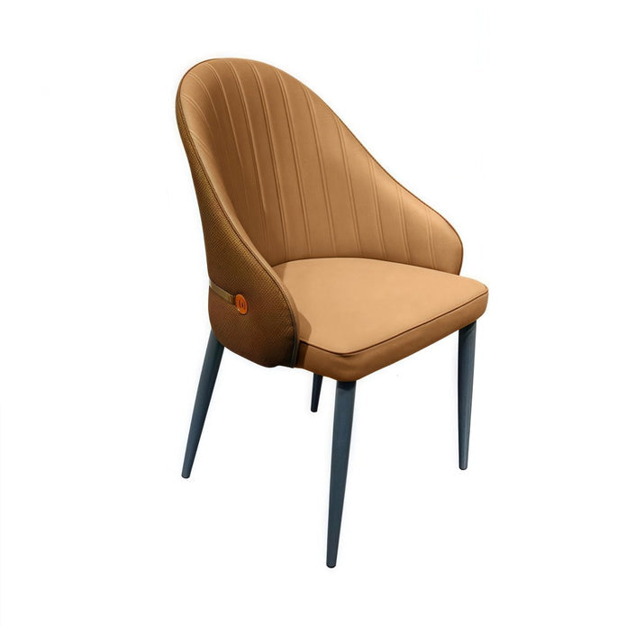 VELLUTO Dining Chairs Set Armchairs Mid Century Modern Kitchen Dining Room Chairs Faux Leather Accent Chairs Metal Vanity Lounge Chair with Back for Living Room Bedrooms Set of 2