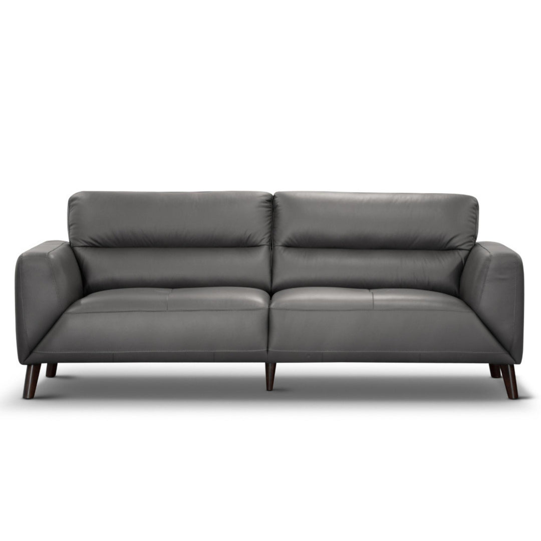 Downy Genuine Leather Sofa 3 Seater Upholstered Lounge Couch - Gunmetal