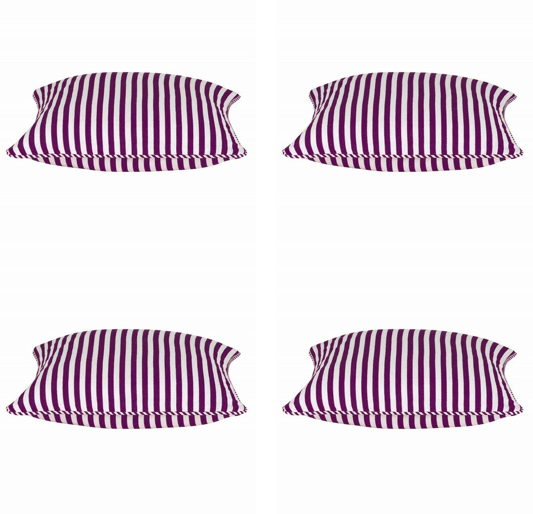 Pack of 4 Dandi Fuchsia Plum Purple & White Striped Square Cushion Covers 40x40cm