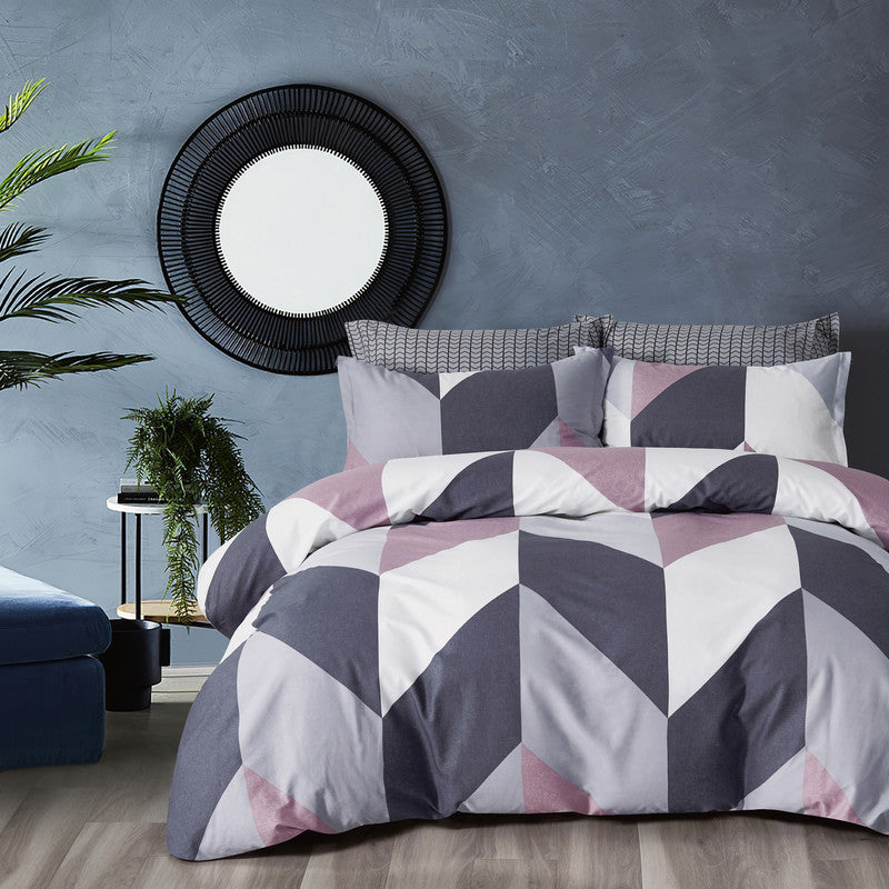 100% Cotton Reversible Quilt Cover Set - Dylan - Super King Size