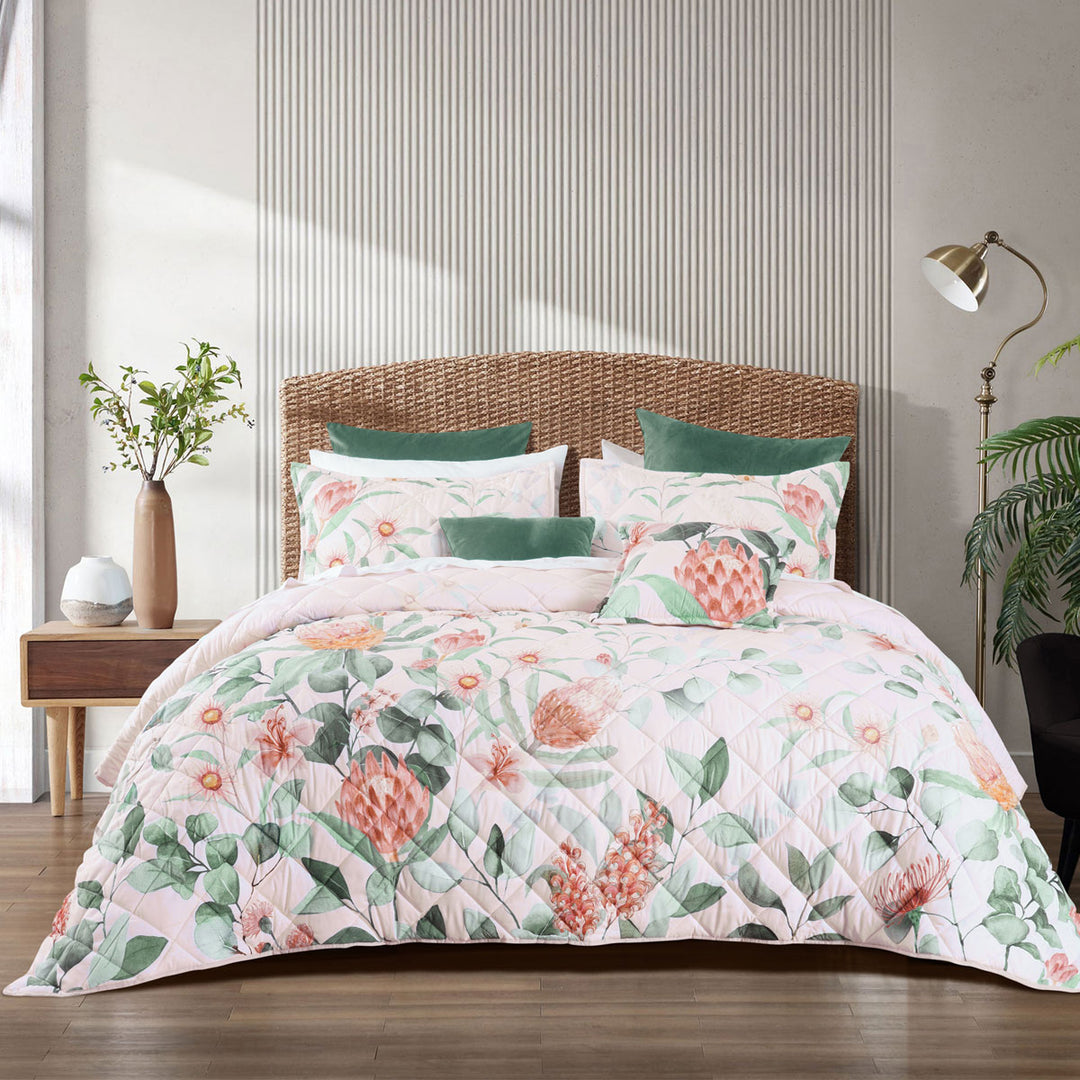 Bianca Sidney Blush Printed Floral Bedspread Set Queen