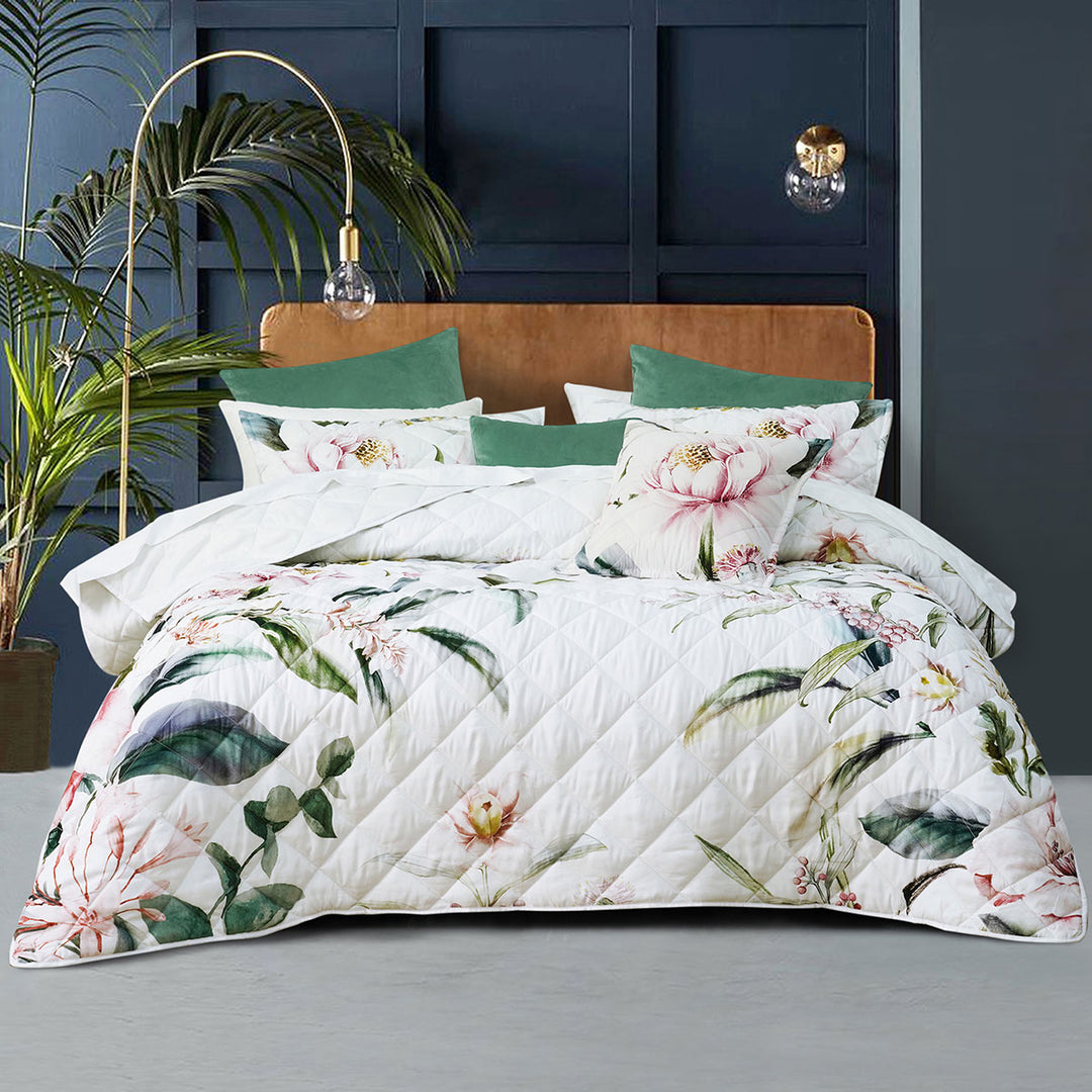 Bianca Indi White Polyester Coverlet Set Single/Double