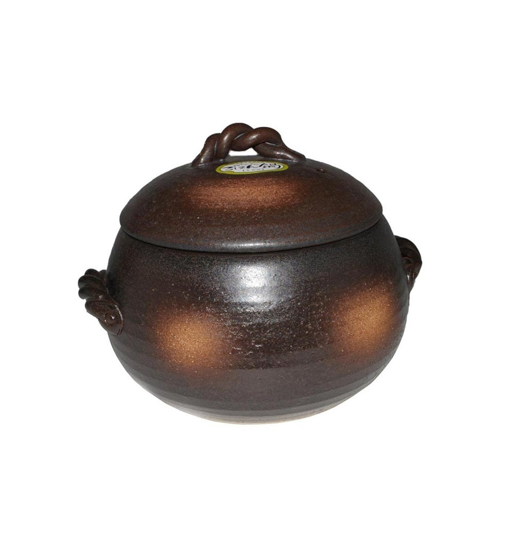 Japanese Yorozufuru-sho Brown Donabe Chestnut 3# Rice Clay Pot - Made in Japan - 1.7L