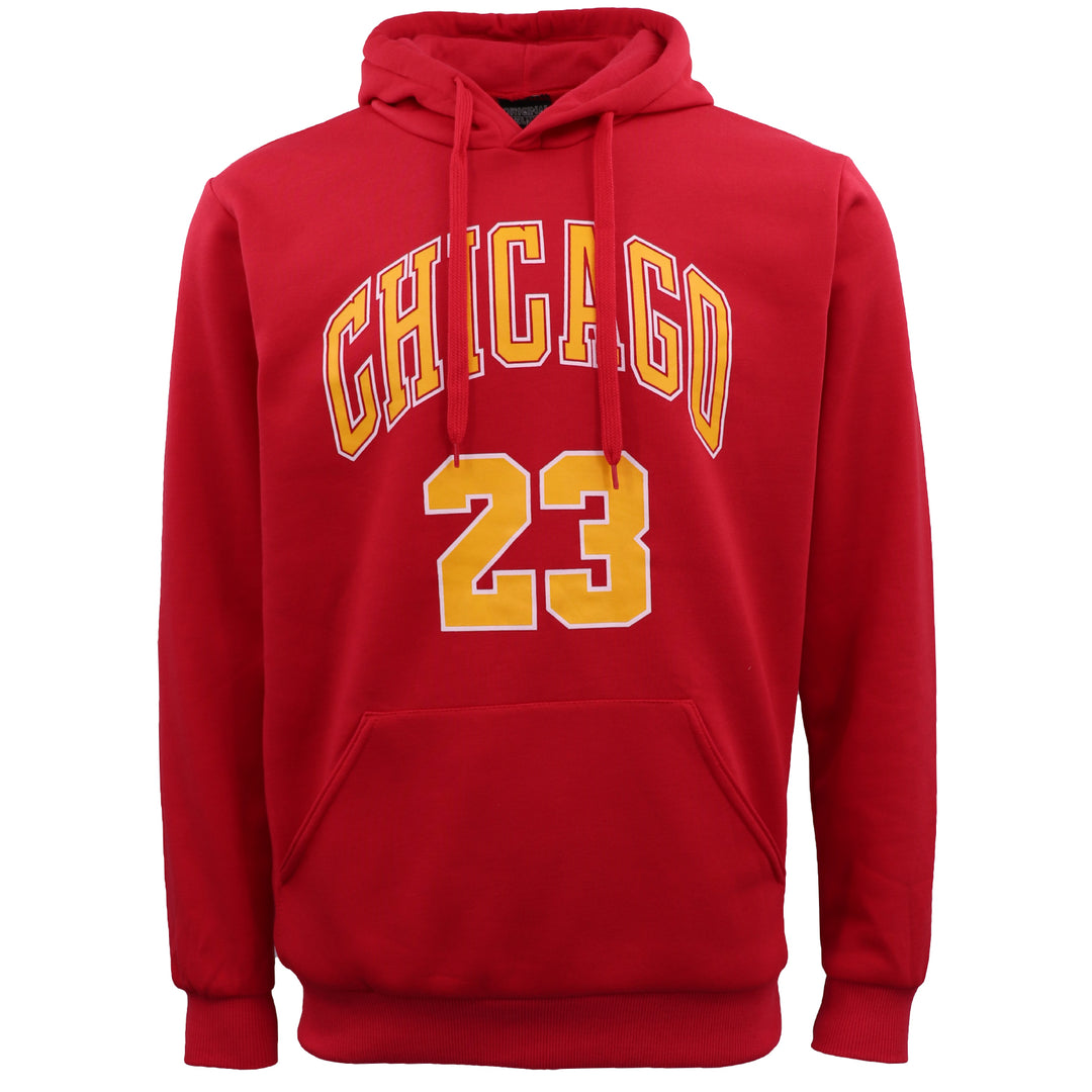 Men's Fleece Pullover Hoodie Jacket Sports Jumper Jersey Chicago Golden State, Red - Chicago 23, XL