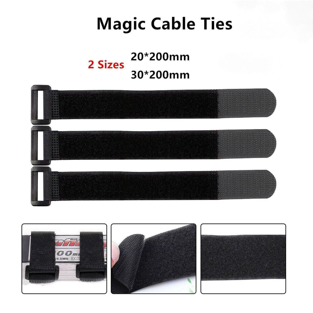 Magic Cable Ties Reusable Winder Coded Organiser Cords Hook Loop Black - 20*200mm 50PCS