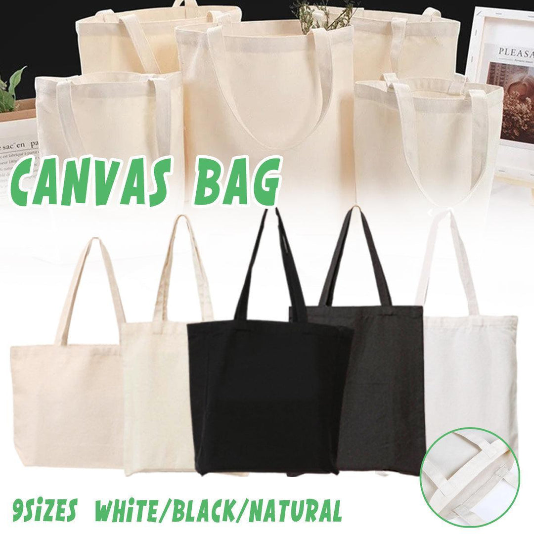 5PCS Canvas Tote Bag Cotton Blank DIY Shopping Shoulder Bags - Natural 25*30cm