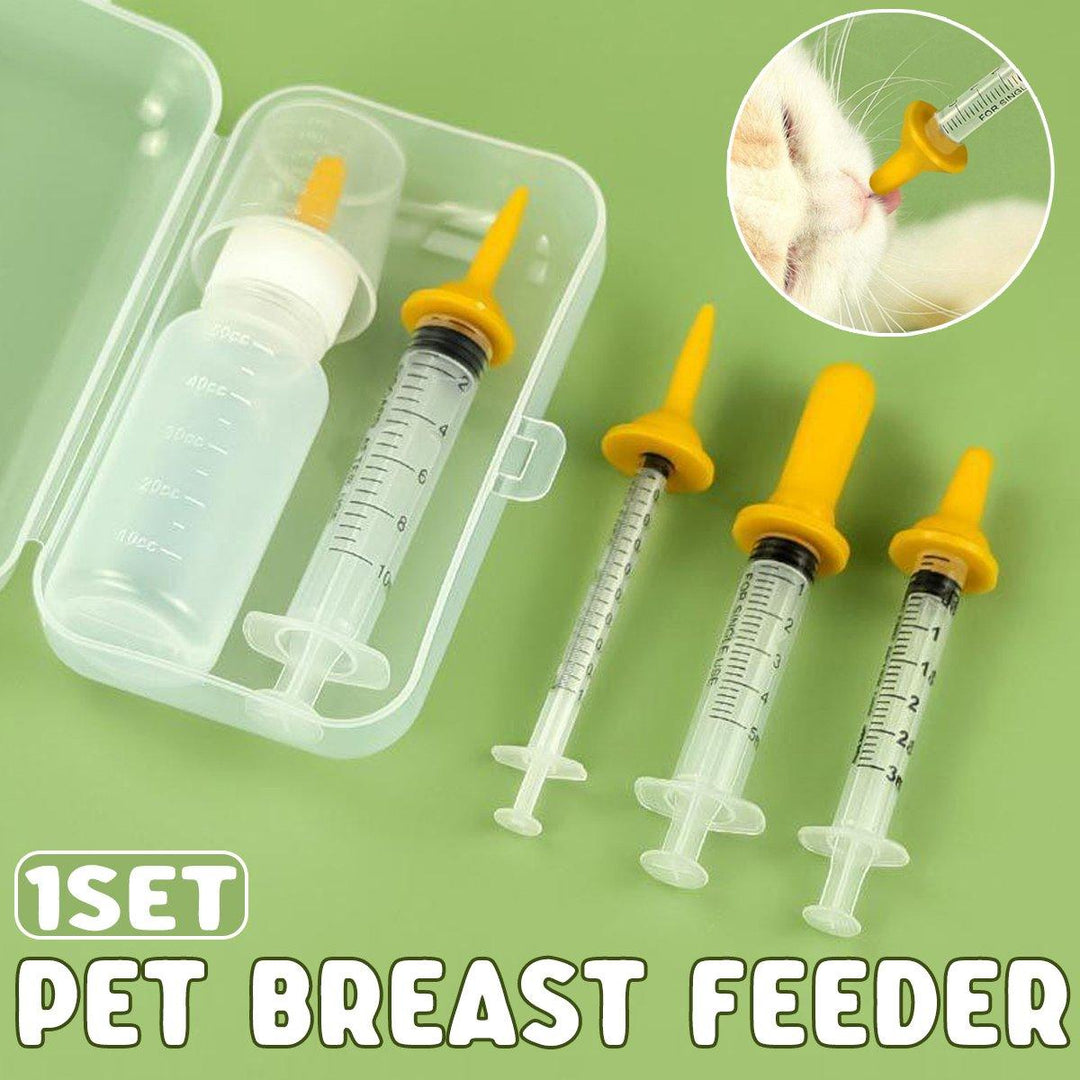 Kitten Feeding Bottle with Syringe Dispenser for Young Pets and Small Animals