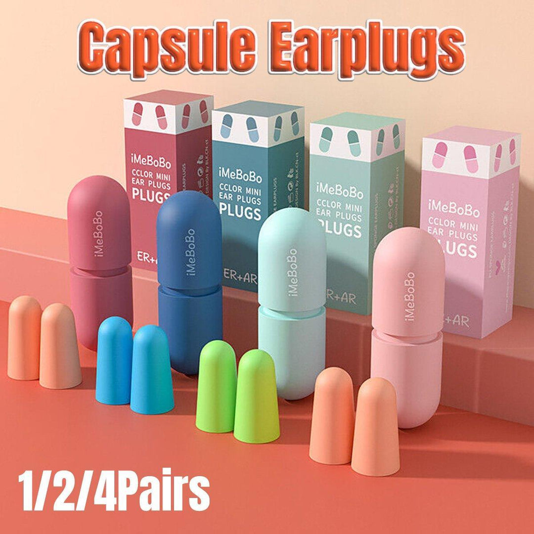 1/2/4 Pairs Soundproof Capsule Earplugs Noise Reduction Ear Plugs for Sleeping - 1pair-Blue