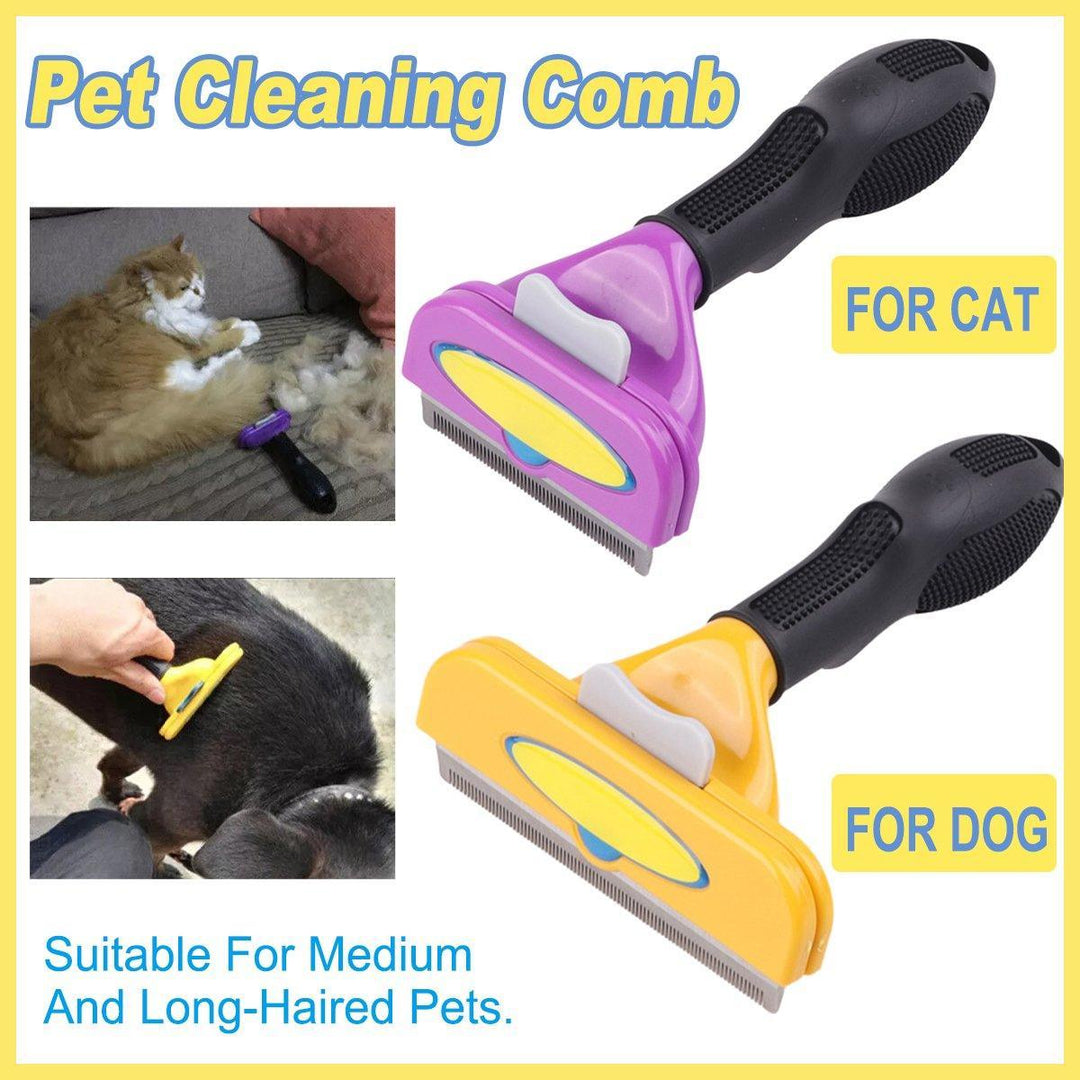 Pet Hair Removal Brush Deshedding Tool for Cats Dogs Grooming Comb Fur Remover - Purple