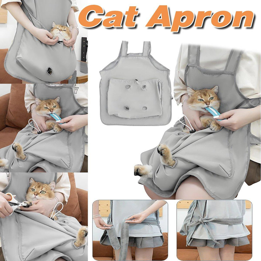 Cat Carrying Apron Non Stick Hair Kangaroo Pouch Pet Grooming Suit Portable