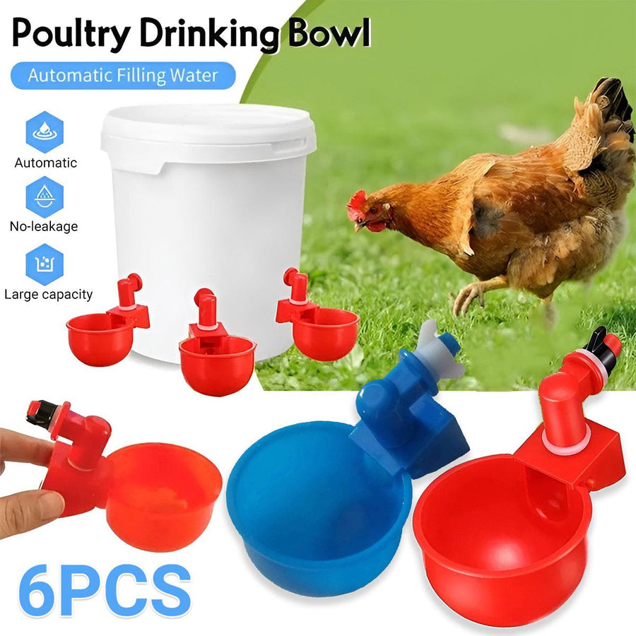 6pcs Chicken Drinking Bowl Poultry Waterer Feeder Automatic Drinking Cups Coop