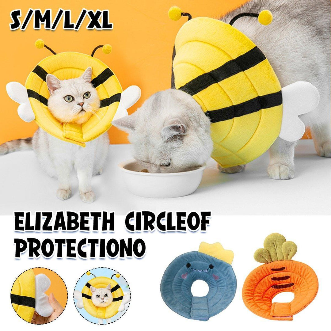 Elizabeth Circle Cat Sterilization Collar Anti-Licking Pet Scarf for Cat and Dog - Yellow Bee-L