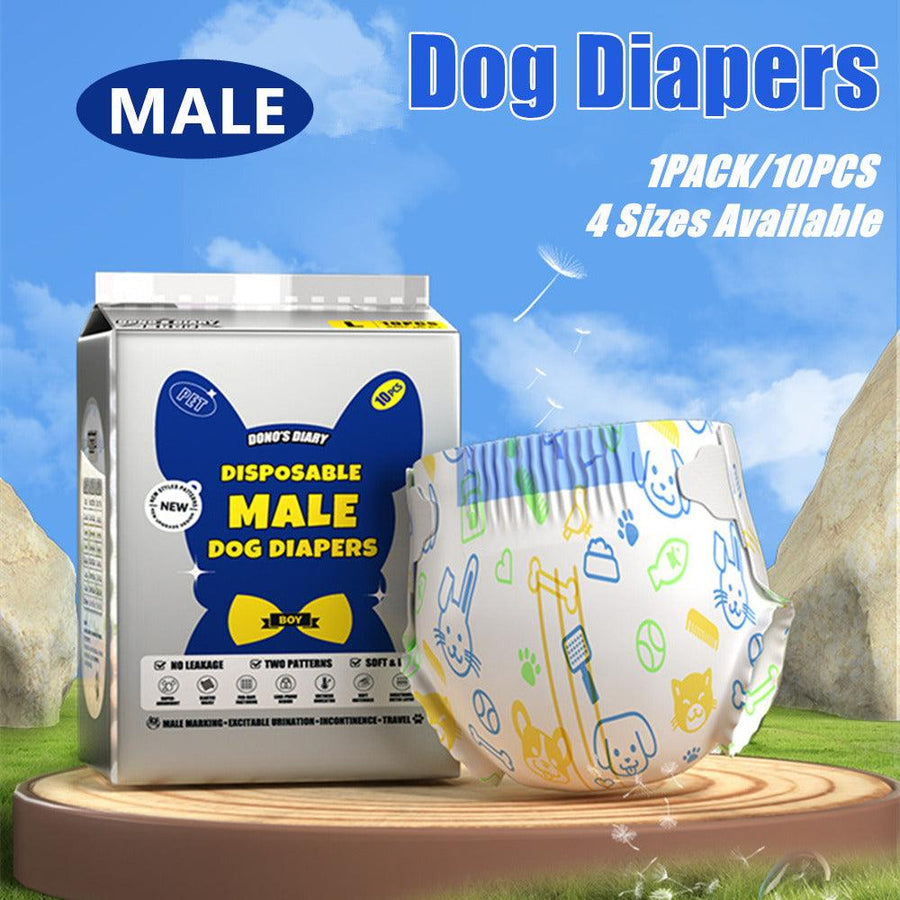 Male Disposable Dog Diapers Leakproof Breathable with Colour Indicator - S 30-48cm