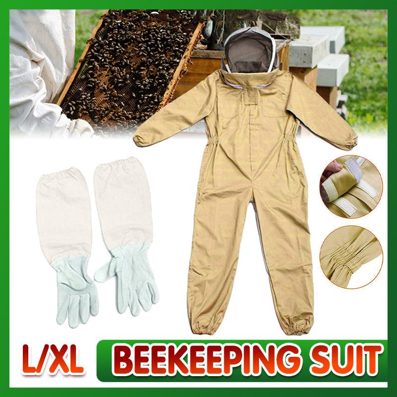 Full Beekeeping Suit Bee Suit Heavy Duty Leather Ventilated Keeping Gloves - L (with Gloves)