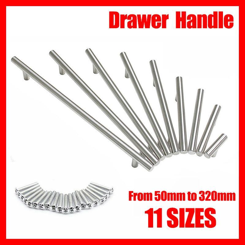 5pcs Silver Kitchen Cabinet Door Handles Stainless Steel Door Drawer Pull T Bar - 500mm/320mm