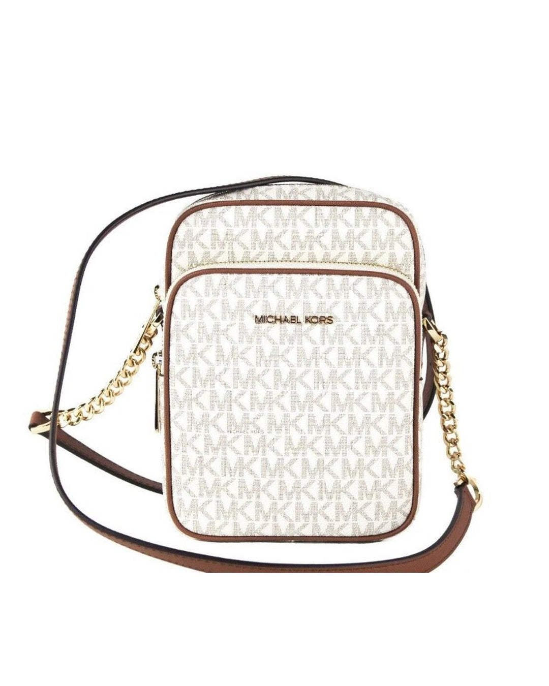 Michael Kors Women's Jet Set Medium Vanilla PVC North South Chain Crossbody Handbag - One Size