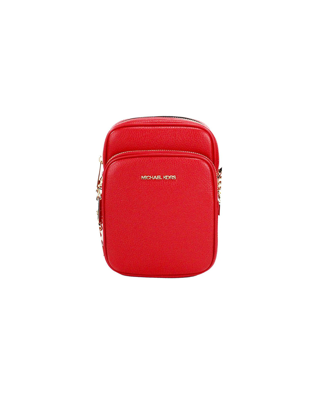 Michael Kors Women's Jet Set Bright Red Pebbled Leather North South Chain Crossbody Bag - One Size