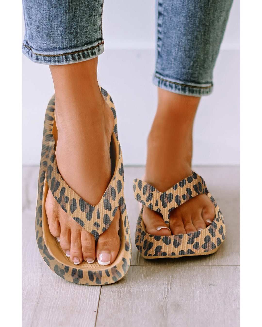 Leopard Print Thick Sole Flip Flops - 37 EU