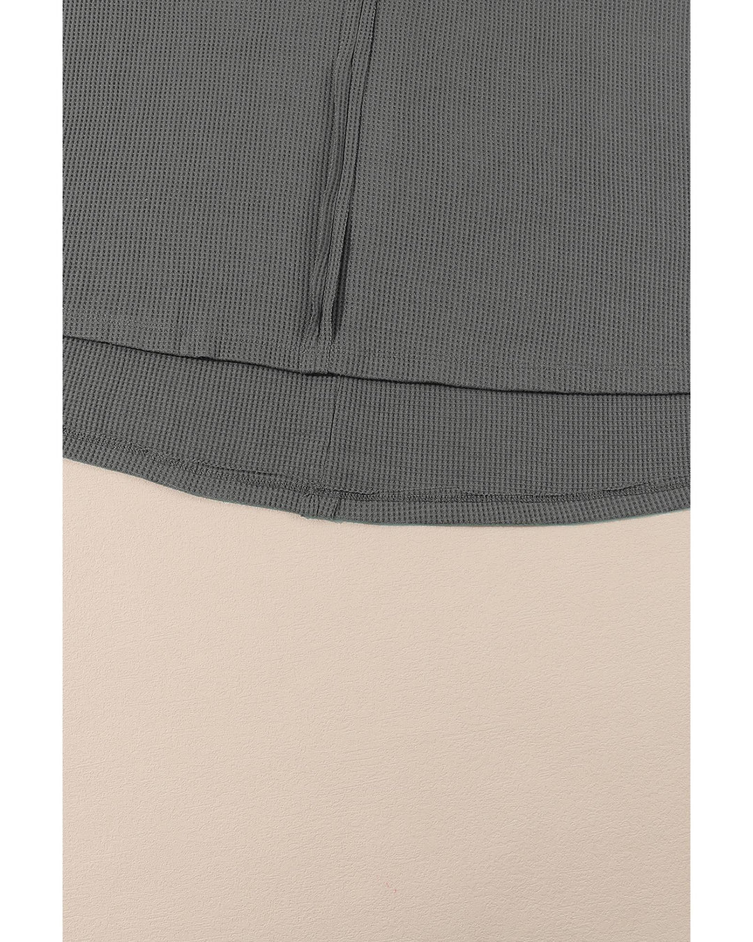 Gray Exposed Seam Patchwork Bubble Sleeve Waffle Knit Top - M