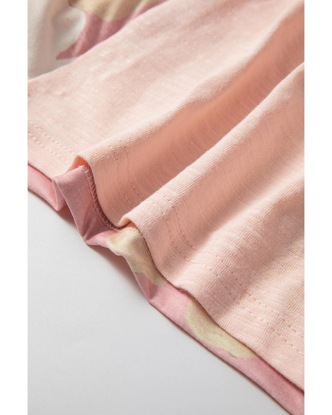 Pink Flower Patchwork Exposed Seam Oversized High Low Top - S