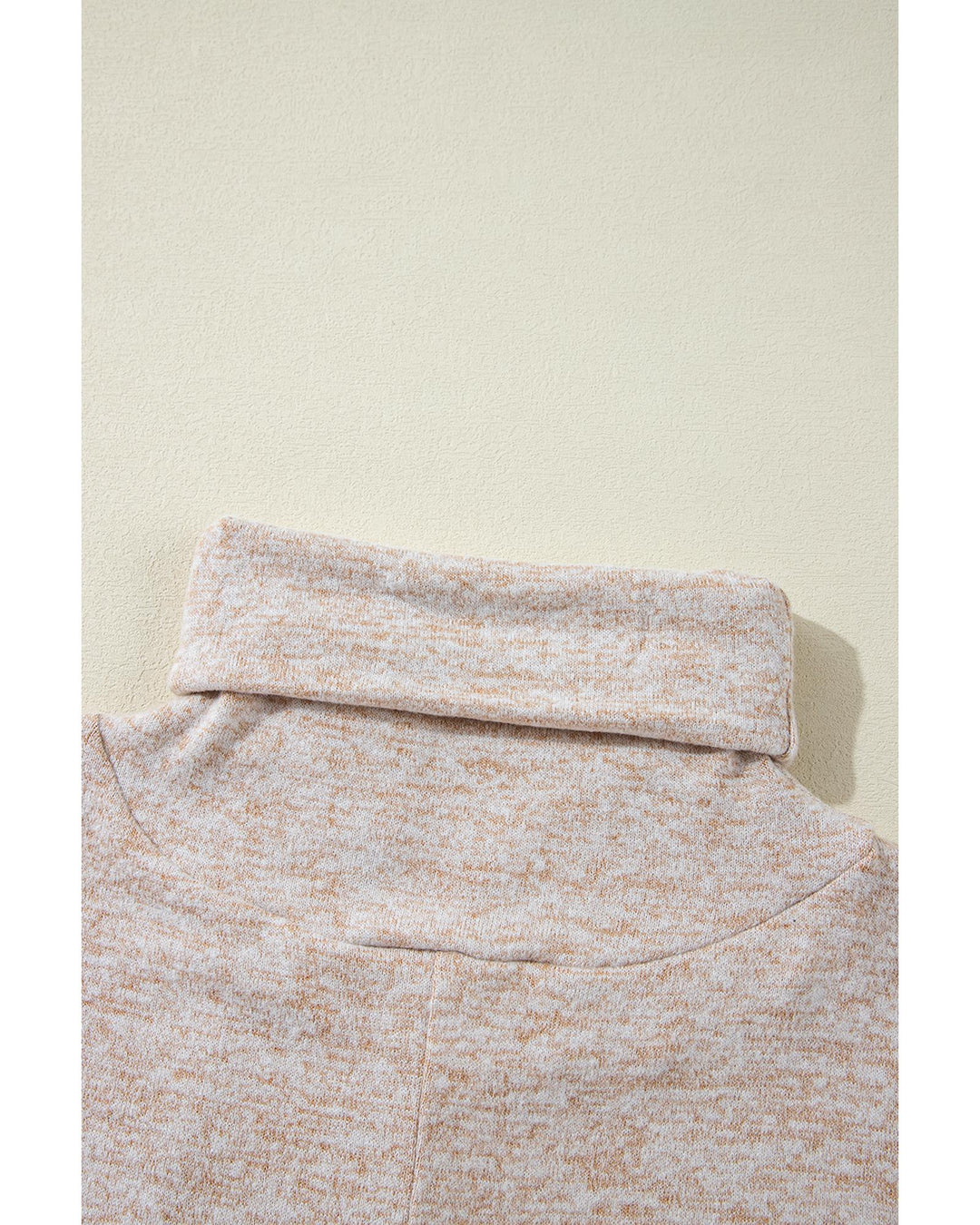 Apricot Drawstring Cowl High Neck Long Sleeve Split Top - S